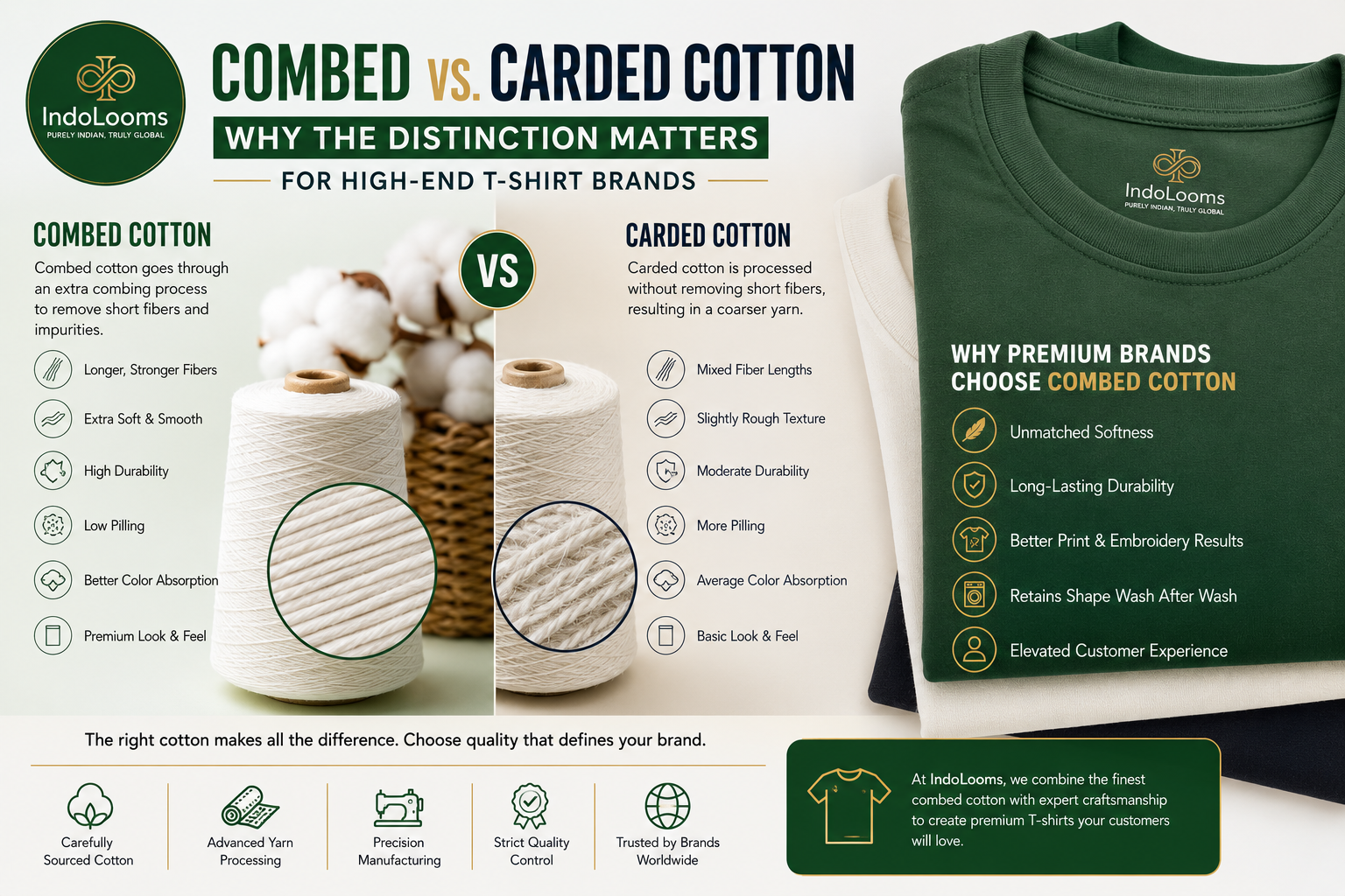 Combed vs. Carded Cotton: Why the Distinction Matters for High-End T-Shirt Brands